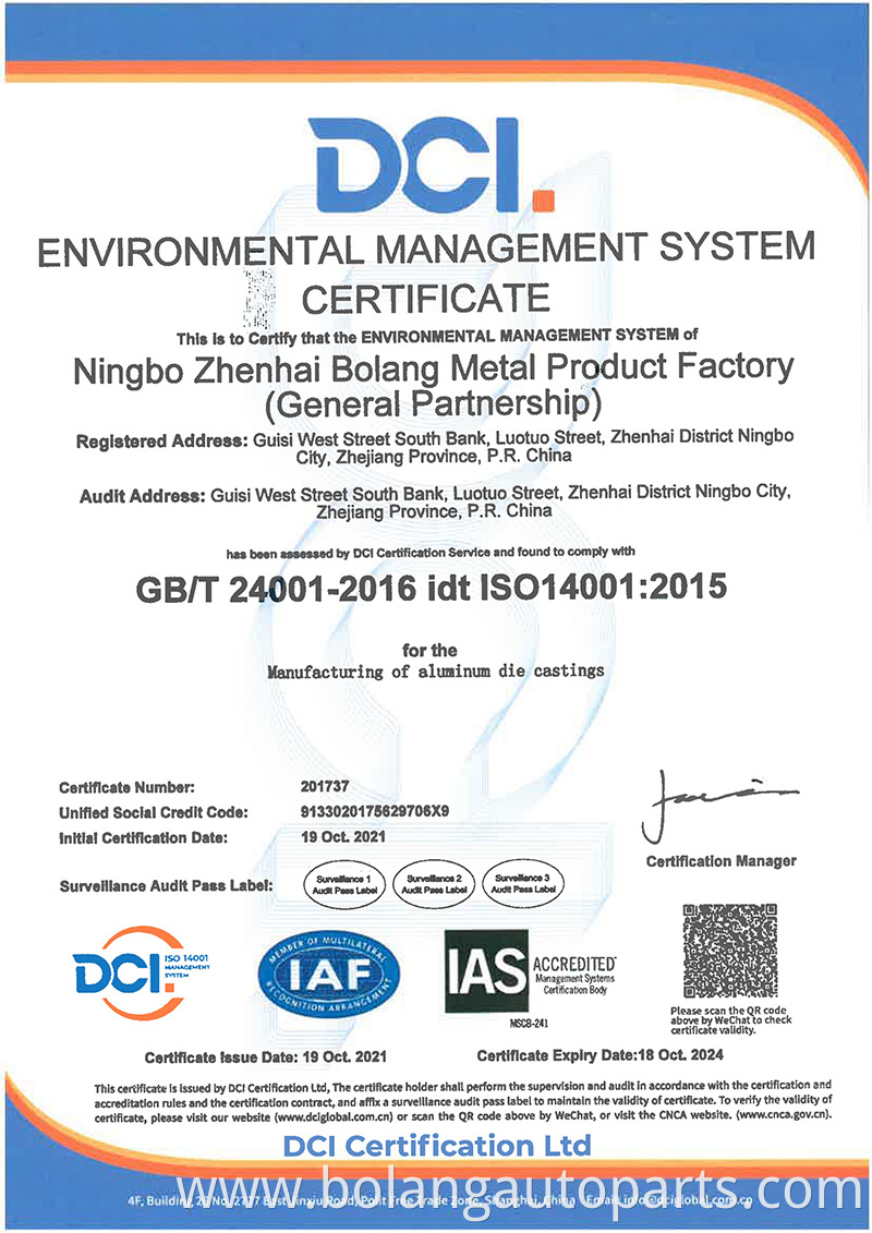 Iso14001 Certificate